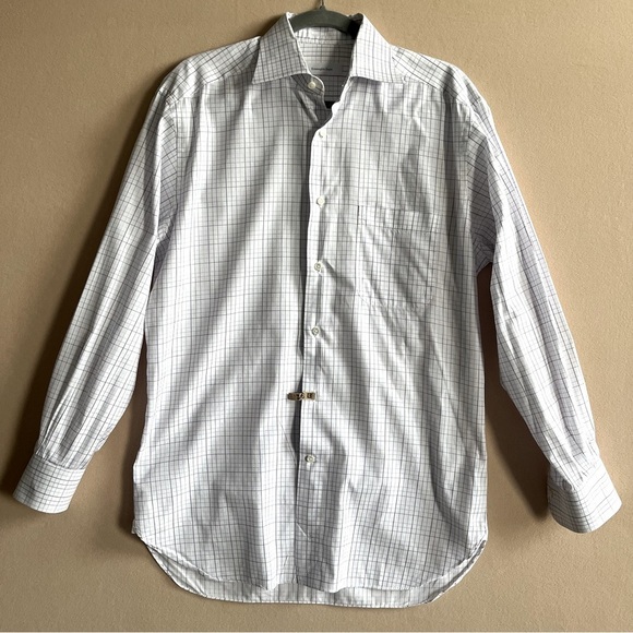 Ermenegildo Zegna Portifino Long Check Pattern Sleeve Shirt Size L - Picture 1 of 11
